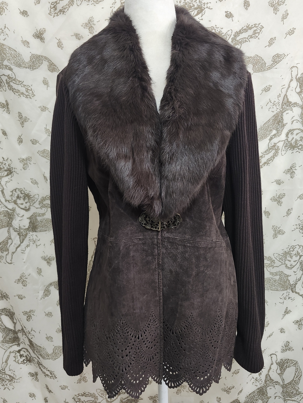 Vintage Brown Suede & Fur-Trimmed Leather Jacket